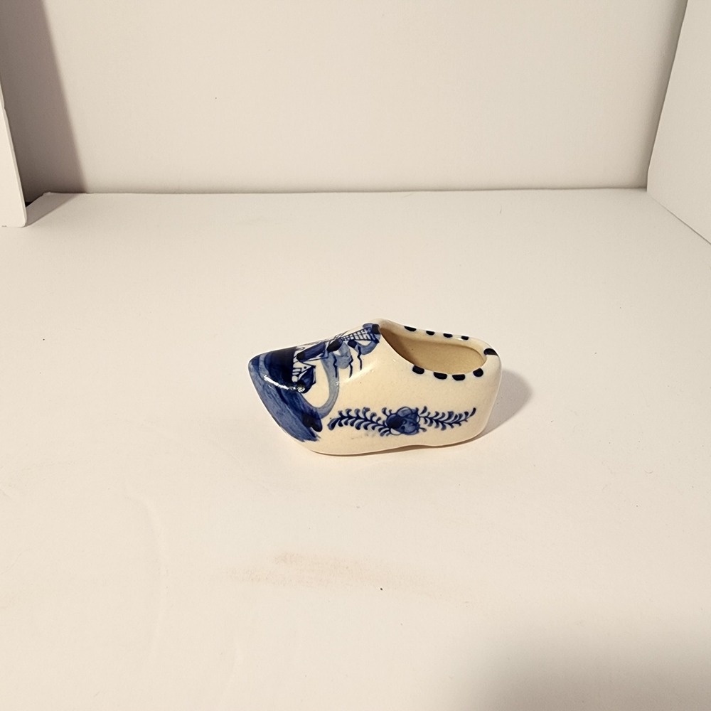 Mini‎ Delft Porcelain Dutch Shoe Clog Cobalt Blue & White Windmill Fridge Magnet